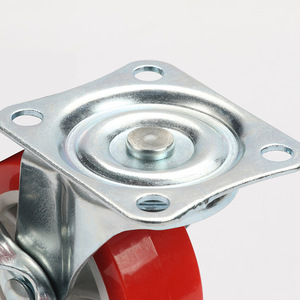 Wolverine Casters 3-Inch Red Pvc Swivel Caster With Side Brake Lightweight Solid Tire Wheel For Furniture Industry - Product Image 1