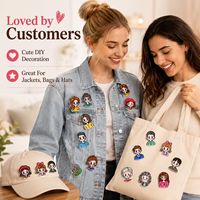En gros, en stock : Patchs pour vêtements mignons, brodés, motifs de personnages d'anime, portraits chibi et avatars, à thermocoller et à coudre