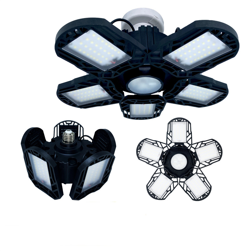Led Garage Light 3 Leaves Foldable Ceiling Light High Lumen Brightness Led High Bay Light For Warehouse Stall Sneces