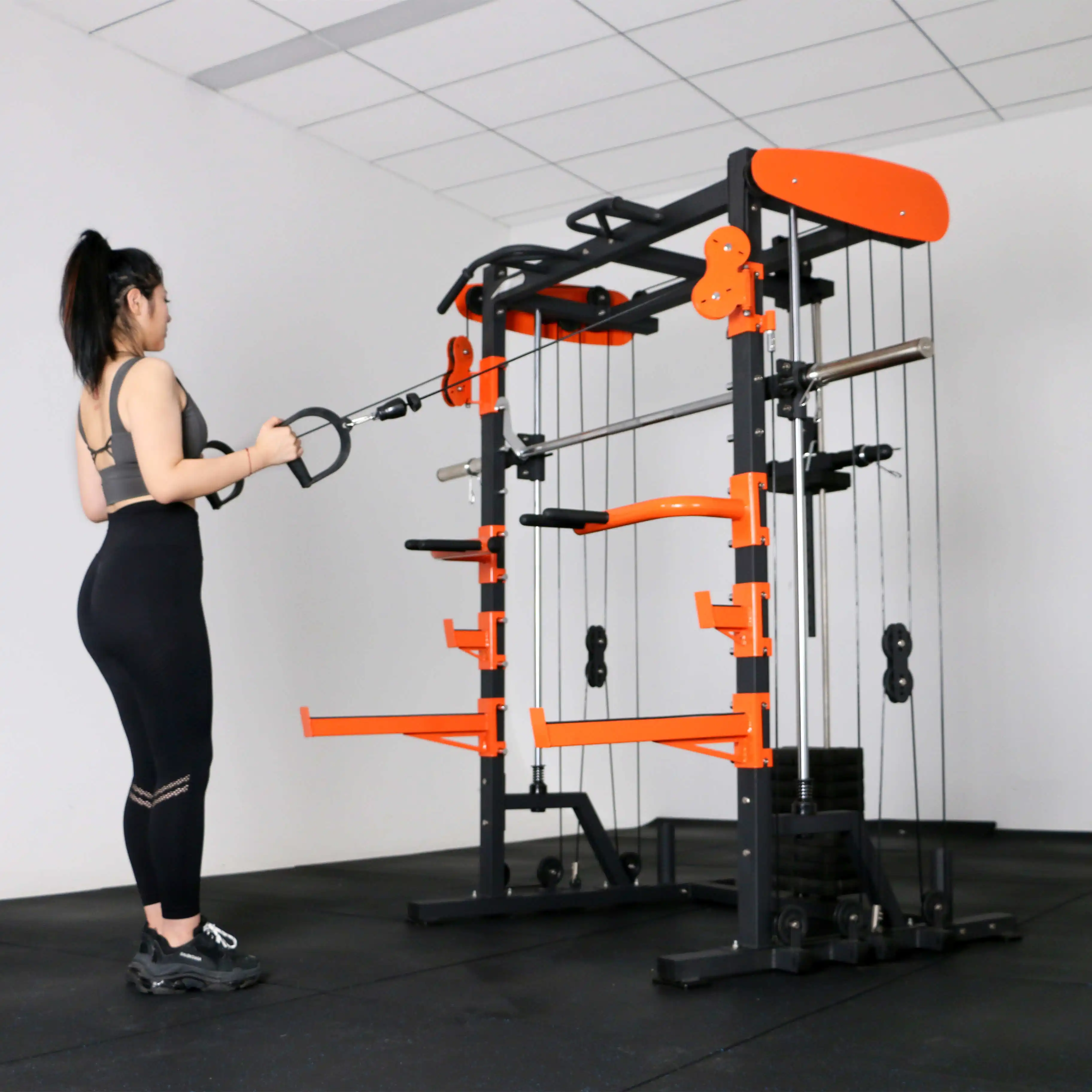 EMFitness équipement de Fitness à usage Commercial, traction Lat vers le bas et support de squat à poulie horizontale assis