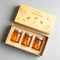 Boîte cadeau personnalisée pour miel, couvercle et base rigides, emballage en deux parties, boîte en carton de luxe avec insert pour bocaux et bouteilles
