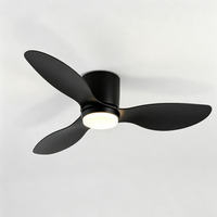 Ventilateur de plafond écoénergétique avec éclairage, cadre en fer, pales noires mates, télécommande, luminaire d'intérieur