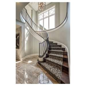 Escalera Curva Contemporánea con Peldaños de <span class=keywords><strong>Madera</strong></span> <span class=keywords><strong>para</strong></span> Hogares Familiares Modernos que Combina Calidez y Líneas Limpias <span class=keywords><strong>para</strong></span> Unidades Dúplex de Lujo - Product Image 4