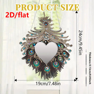 Kit de miroir mural DIY Diamond Art à <span class=keywords><strong>peinture</strong></span> diamantée complète, avec miroir plat 2D et outils complets pour la décoration intérieure - Product Image 3