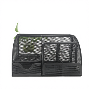 VCW D07 Multi-Functional Metal Mesh Pen Holder <b>6</b> Compartment Desk Organizer with 1 <b>Drawer</b> for /Office Use - Product Image 4