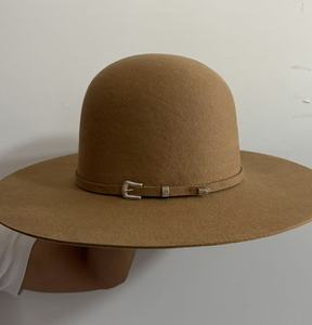 CLN6232 Chapeaux en feutre de laine à calotte ouverte en gros, calotte ouverte de 6 pouces, bord de 4 1/4 pouces, bandeau en cuir, style western - Product Image 6