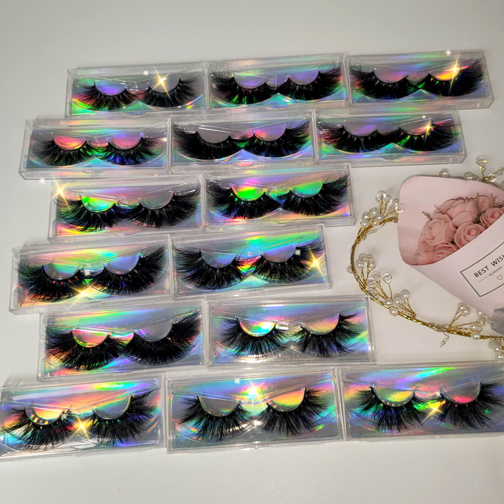 Индивидуальный собственный бренд Толстые 100% норковые 5d ресницы длинные мягкие драматические ресницы 3D оптовый поставщик 25 мм