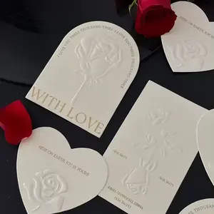 Impresión en relieve personalizada, tarjeta de agradecimiento personalizada, papel de algodón de 600g, efecto 3D, pequeñas tarjetas de felicitación de regalo