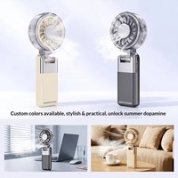 Ventilateur portable haute vitesse X11, 3600 mAh, pliable, à turbine, avec brumisation d'eau, ventilateur de bureau portable à vent frais