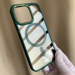 Funda de teléfono magnética transparente con protección de lente de anillo de Metal brillante para iPhone 16 15 Pro 14 Plus 13 Pro Max con embalaje - Product Image 1