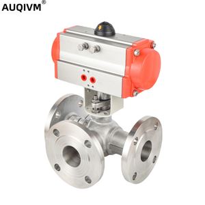Válvula de Bola Neumática de Tres Vías de Acero Inoxidable 304 con Bridas para Control de Gases, Accesorios para Tuberías AUQIVM de Acero Inoxidable 304 - Product Image 4