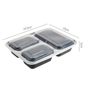 Контейнер для еды на вынос, 3 отсека, одноразовый полипропиленовый пластиковый контейнер для еды с крышкой