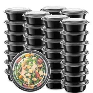BPA משלוח שחור לשימוש חוזר קופסות ארוחת צהריים 1/2/3/4 תא 28 oz ארוחת prep פלסטיק במיקרוגל מזון מכולות קערות עם מכסים