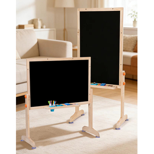 Large Double-Sided Magnetic Wooden Easel Multi-Functional Foldable Drawing Board Black White Floor-Standing DIY for Ages 2-14+ - Product Image 4