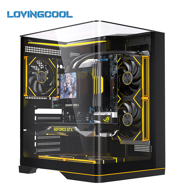 LOVINGCOOL Newly Launched Office Computer Case Tower 3 Panel Glass Sea Room LED Light Strips Gaming PC Case Cabinet ATX Chassis