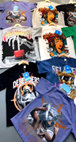 Kaos Pria Lengan Pendek 350g Katun Murni Tebal Bermotif Kartun Cetak Digital Model Longgar Gaya Amerika