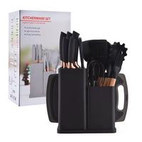 Usine de vente chaude 19 pièces moule en silicone ensemble de couteaux en plastique lames en acier inoxydable poignée en PP pour couper les aliments dans la cuisine
