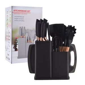 Juego de cuchillos de plástico con molde de silicona de 19 piezas de fábrica, cuchillas de acero inoxidable, mango de PP para cortar alimentos en la cocina - Product Image 5