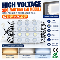 Module LED d'éclairage latéral 3,8W AC 110V ou 220V IP65 avec lentille, module LED pour boîte lumineuse double face 350-450lm 129x24mm