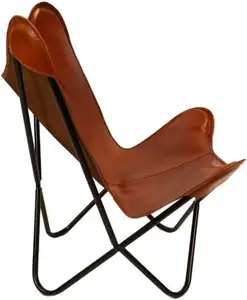 Chaise papillon d'extérieur en cuir vintage Chaises de camping pliantes pour salon, jardin, patio, pelouse