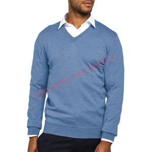Cómodo suéter de algodón 100% con cuello en V para hombres con diseño elegante Jersey de invierno de punto suave antibolitas y antiarrugas - Product Image 3