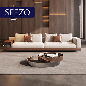 โซฟาหนังสีเบจคุณภาพสูงสำหรับห้องนอนและห้องรับประทานอาหาร เฟอร์นิเจอร์ห้องนั่งเล่นสำหรับบ้านและโรงแรมหรู ขายดีที่สุด - Product Image 2