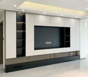 Meuble TV en bois minimaliste moderne avec fonction d'éclairage, support TV de luxe avec rangement, salon, chambre à coucher, salle à manger, hôtel, meubles de maison - Product Image 2