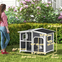 Moderne houten hondenhok voor buiten, waterdicht, weerbestendig, verhoogd, duurzaam, sterk, milieuvriendelijk, makkelijk schoon te maken, medium formaat