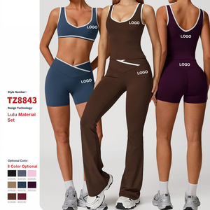 Tùy Chỉnh Chất Lượng Cao Crossover Cao Eo Quần Short Áo Ngực Phù Hợp Với Phòng Tập Thể Dục Activewear Phụ Nữ Chặt Chẽ Chạy Tập Thể Dục Conjunto De Yoga Mặc Bộ - Product Image 1