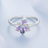 Bague ouverte en argent sterling 925 incrustée de zircone, motif fleur d'iris et papillon, plaquée or, bijoux exquis et élégants pour femmes, parfaits pour les mariages et les fêtes