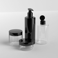 Emballage cosmétique personnalisé - Flacon pompe en plastique noir de 300 ml - Flacon rond en plastique transparent de 250 ml - Pots à crème transparents de 100 g et 200 g