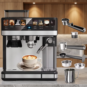 เครื่องชงกาแฟเอสเพรสโซแบบกึ่งอัตโนมัติขนาดกะทัดรัด ลดราคาพิเศษ ควบคุมอุณหภูมิแบบดิจิตอล พร้อมก้านทำฟองนม ปรับได้ เหมาะสำหรับใช้ในบ้าน - Product Image 1