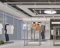 Étagères de présentation de vêtements et table de présentation de vêtements pour magasin, design moderne personnalisé, en fer, résistant à l'eau, avec éclairage LED