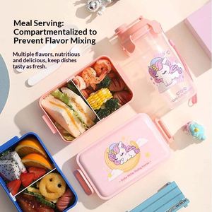 <b>Set</b> Sealed Compartment Leak-Proof Design for Primary/Secondary School Students Microwave Heating Portable <b>Lunch</b> Box - Product Image 2