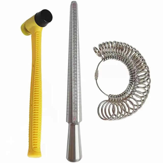 Manual Aluminum Jewelry Tools Ring Sizer Finger Gauge Essential Measuring Tool Set