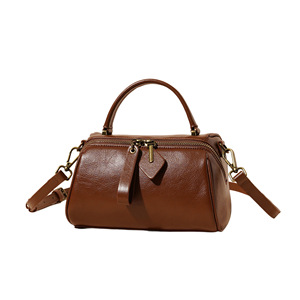 Новая женская сумка-бочонок из натуральной кожи (первый слой), модная, вместительная, универсальная, на плечо, с застежкой-молнией, модель 2025 года - Product Image 5