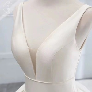 S418F 2025 New Double Shoulder Satin Simple Mid-waist Large Size Wedding Dress - Product Image 4