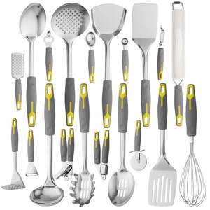 Cuillère à glace et pelle à pizza en acier inoxydable gris et jaune de qualité supérieure pour la cuisine - Product Image 5