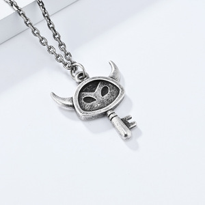 Cross-border retro distressed niche personality devil key <b>titanium</b> steel necklace stainless steel minimalist unisex pendant - Product Image 4