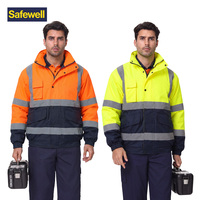 Veste rembourrée imperméable et coupe-vent, haute visibilité, réfléchissante, personnalisable, OEM, vêtements de travail d'hiver pour le personnel de logistique d'entrepôt