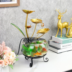 ตู้ปลาแก้วทรงกลมแบบมินิมอลพร้อมระบบน้ำไหลตกแต่งบ้านและสำนักงาน - Product Image 3