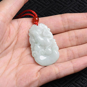 Colgante de jadeíta natural UNISEX verde claro, diseño original de los doce animales del zodiaco, regalo con certificado de tasación SX03 - Product Image 4