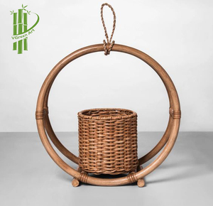 Jardinière suspendue en rotin, pot à fleurs rond tissé, panier écologique pour plantes, décoration pour la maison et le jardin - Product Image 2