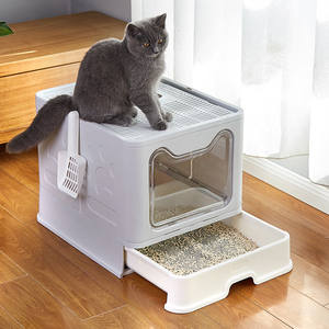 Großhandel Kunststoff Halbgeschlossene Offene Extra Große Robuste Katzentoilette mit Schaufel Katzen-Haustierzubehör - Product Image 3