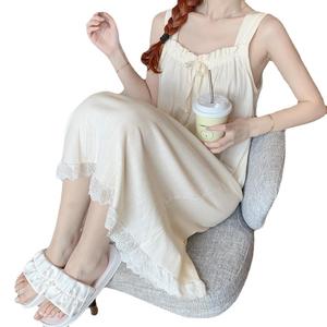 Casual and Comfortable Women's New Solid Color Suspenders Sweet Nightdress Thin Home Clothes