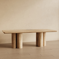 FERLY FERLY Ensemble de table et de chaises de salle à manger en teck massif, style contemporain minimaliste de luxe, 5 pièces