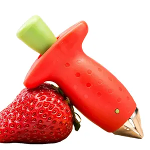 Cute Practical Red Strawberry Huller Strawberry Core Top Leaf Remover Fruit Leaf Stem Hullers Creative Kitchen Gadget