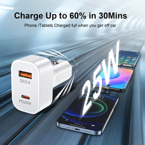 Cargador de Coche GAN con Certificación CE, ROHS, FCC, Resistente al Fuego, Puertos Duales QC3.0, 25W USB-C PD, Carga Rápida para <span class=keywords><strong>Samsung</strong></span>, Huawei, Xiaomi - 25W - Product Image 2
