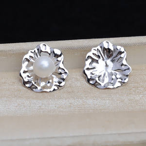 Clous d'oreilles en argent S925 Wenchi, motif feuille, pour femme, anneau ouvert, accessoires de bijoux DIY avec perles, Chine 16183 - Product Image 2