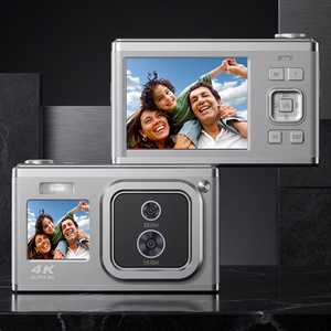 4K Dual Display Digital Camera, 2.88" Type-C 16X AF Anti-Shake Filter Timing Vlog Cam DC50-1 4K Dual Screen Display Offers - Product Image 1
